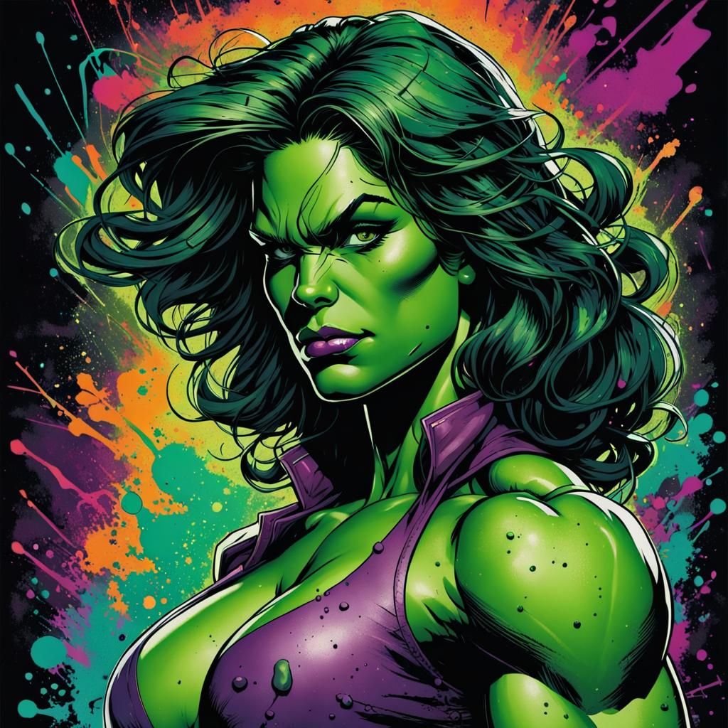 Inksplatter She Hulk in Comic Art Style