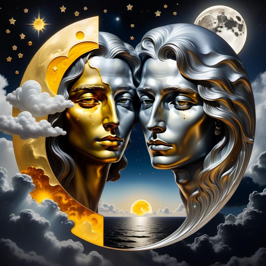 Surreal Day and Night Portrait in Oil