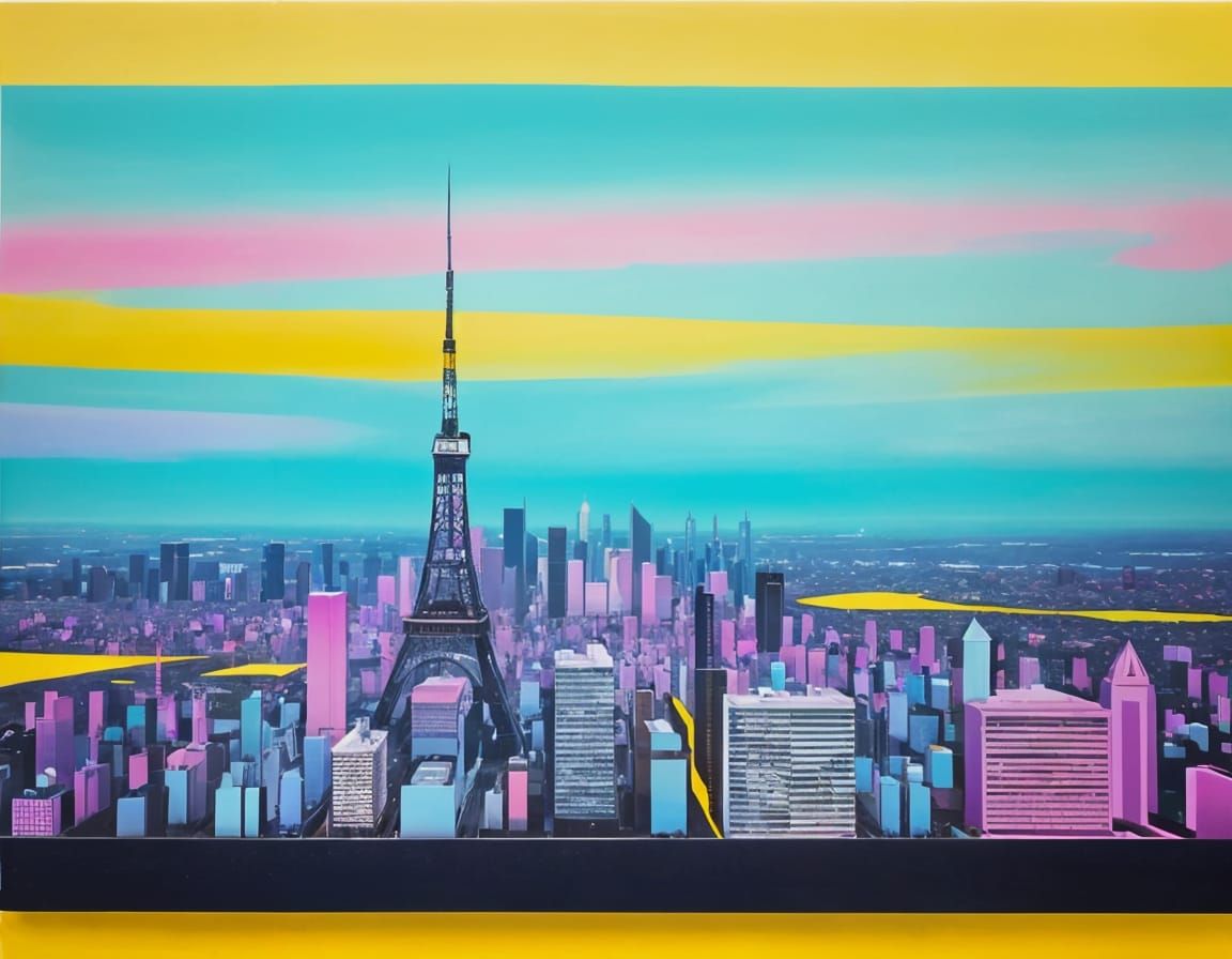 Kaleidoscopic Pixel Art Cityscape in Abstract Expressionism ...