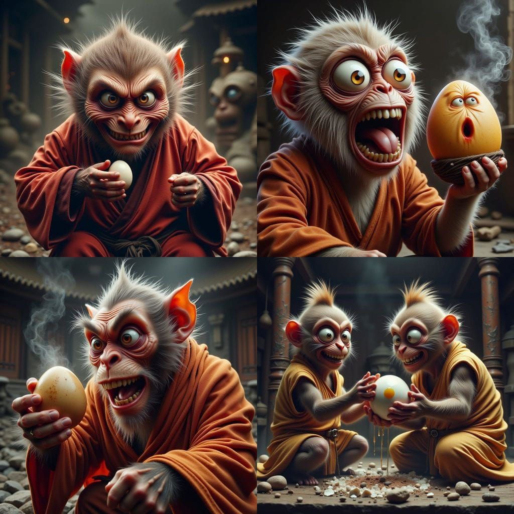 Angry Egg Meets Shaolin Monkey Monk