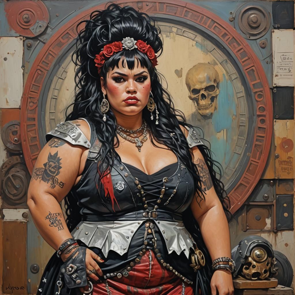 Punk Latina Goddess as Oil Painting