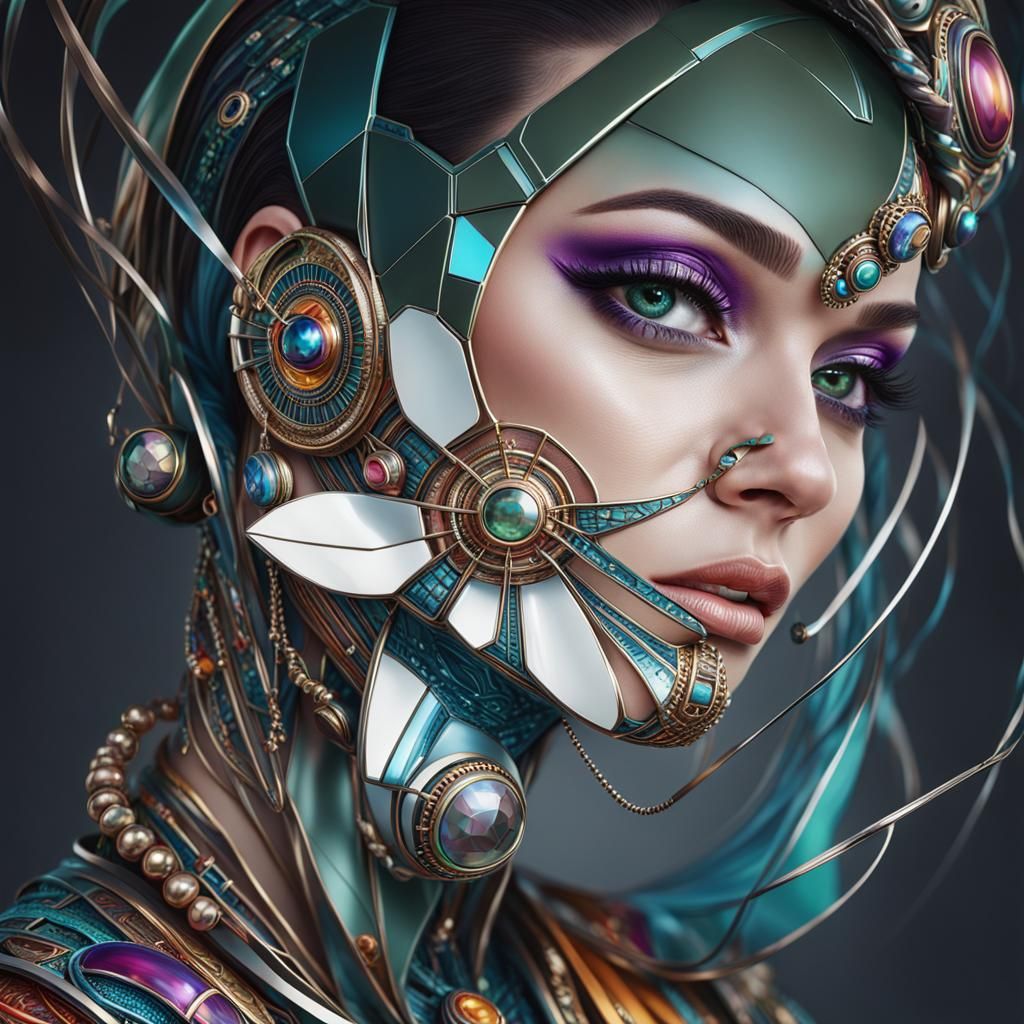 Hyperrealistic Portrait of Woman in Colorful Outfit