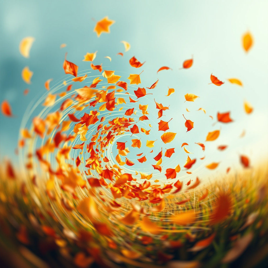 Whimsical Whirlwind of Autumn Leaves in Realism
