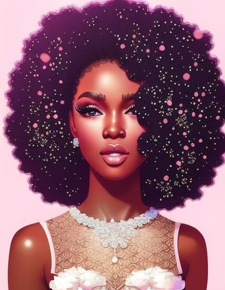 Beautiful Woman with Glitter Hair in Retro Style