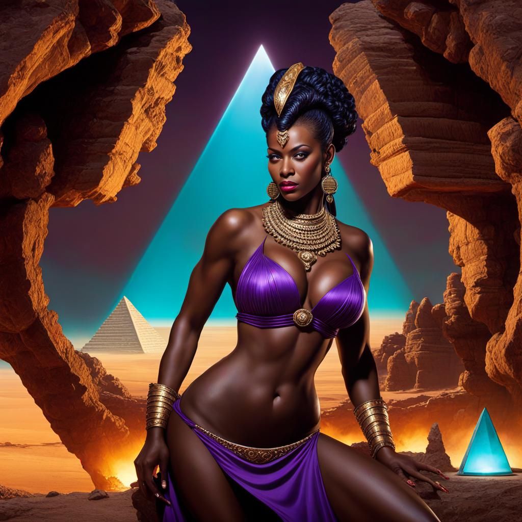 African Demon Sorceress in Dark Fantasy Style