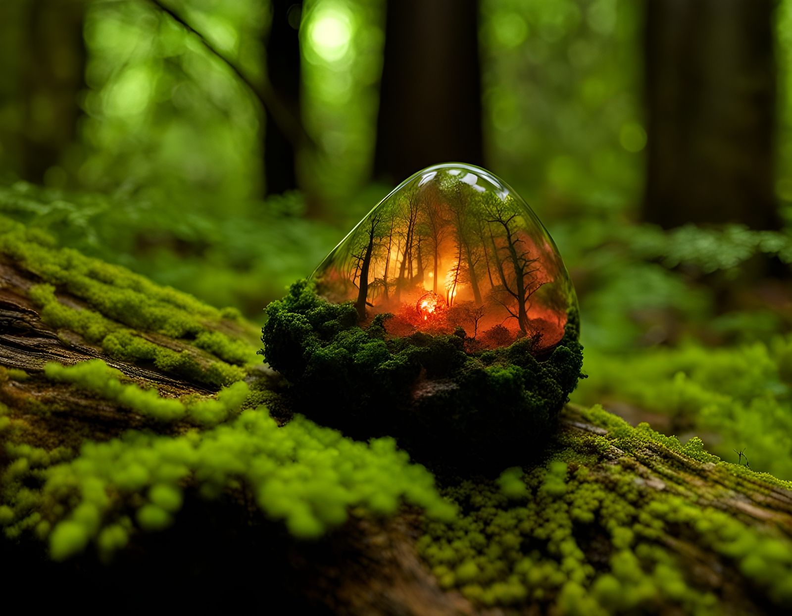 Moss Agate Forest Floor with Petrified Wood