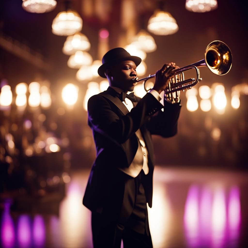 Jazz Trumpet Player in 1920s Nightclub Photo