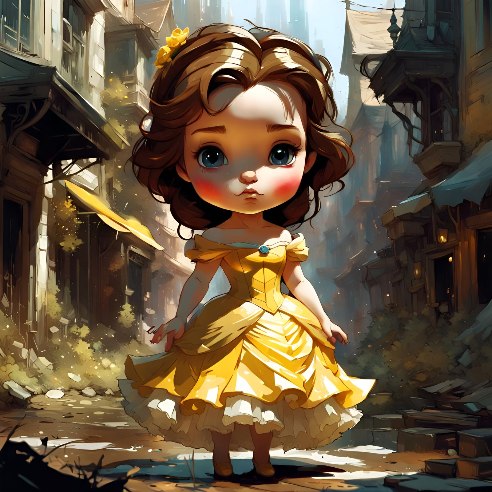 Adorable Chibi Princess Belle in Extreme Detail