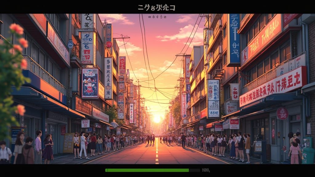 Anime Tokyo Streets Unfold as Game Loads in Japan