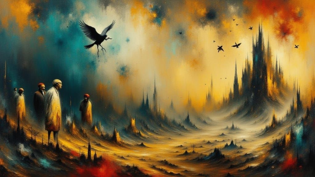 Surrealist Inspectors Control Wild Landscape in Dali Style