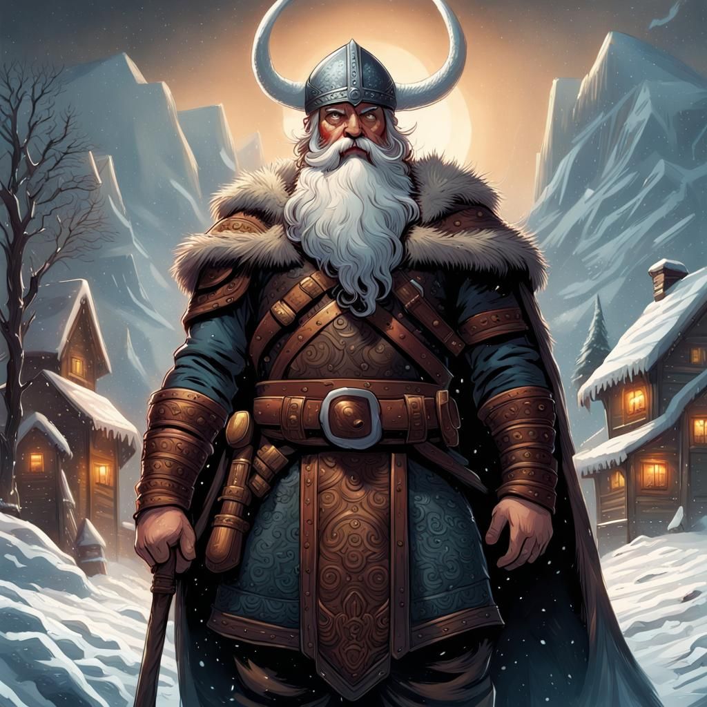 Festive Viking Warrior in Disney Pixar Style