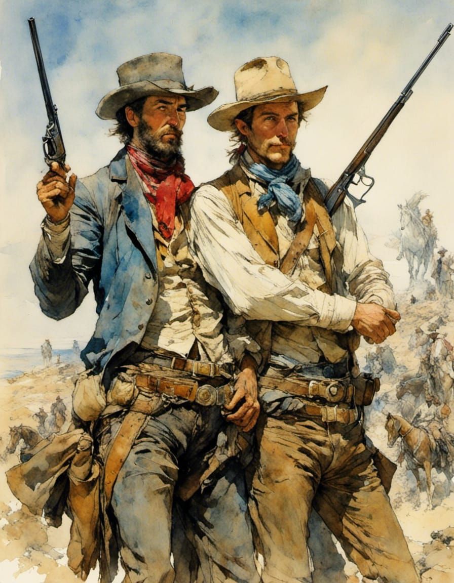 Old West Gunfight Between Two Men