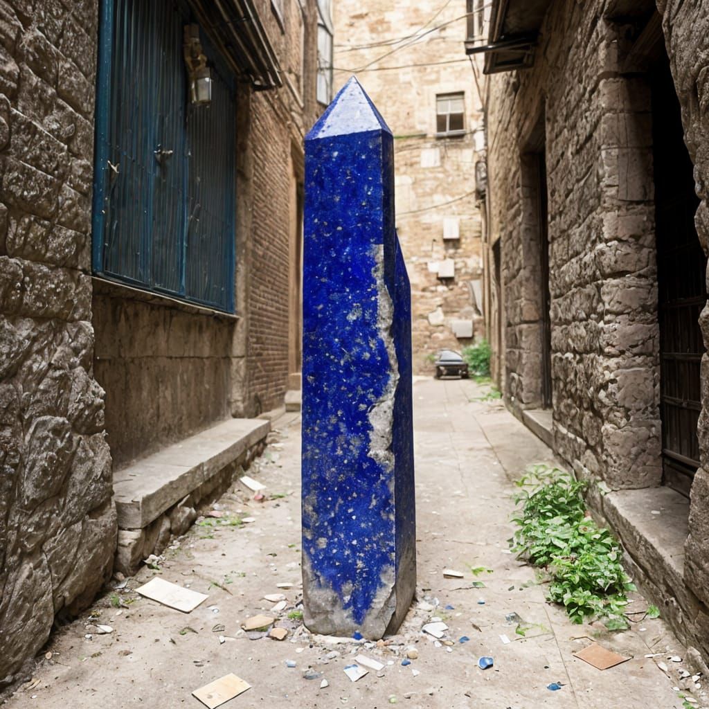 Lapis Lazuli Crystal Emerges from Ancient Alleyway