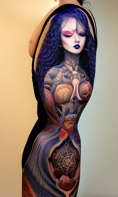 Catgirl in Macrame Dress: Volumetric Fantasy Portrait