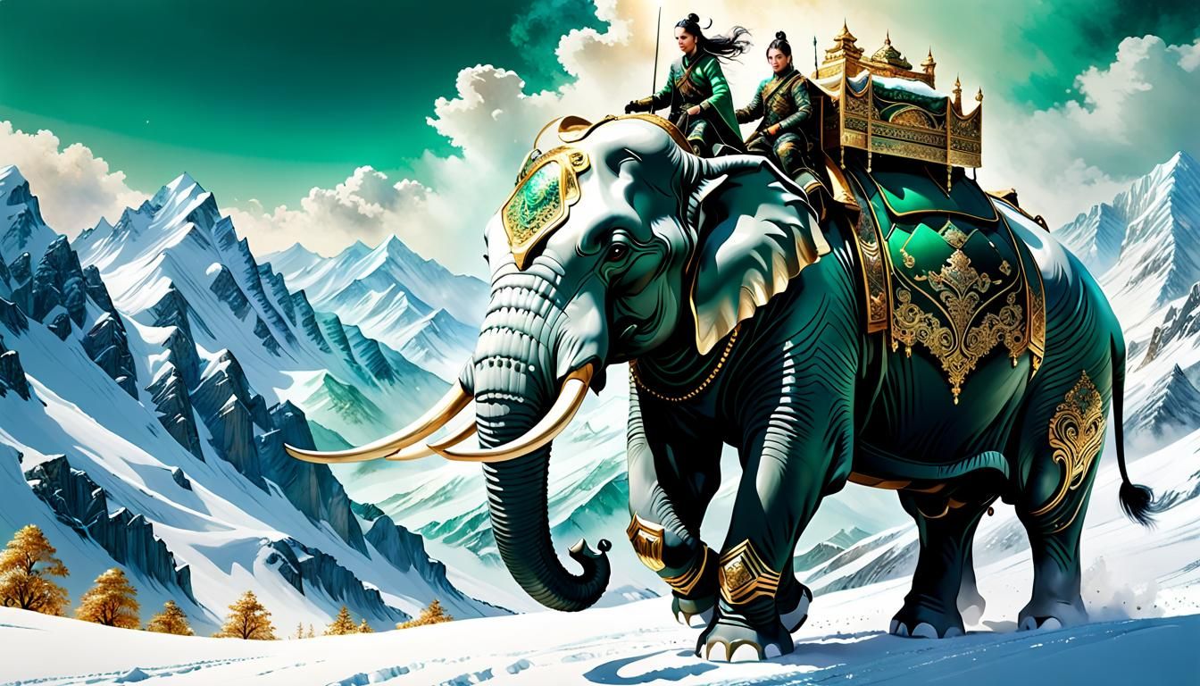 Hannibals war elephants crossing the alps