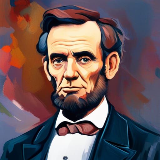 Abraham Lincoln in Gouache Style, an Impressionist Masterpie...