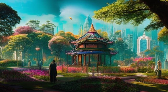 Inside a Hand crafted Glass Tea Kettle HIPERDETAIL BEAUTIFULL GARDEN, ,intricate and hyperdetailed digital artwork by ...