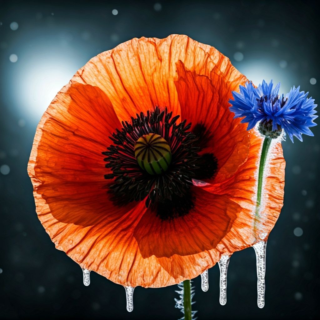 Intricate Ice Flower Double Exposure in Black and White