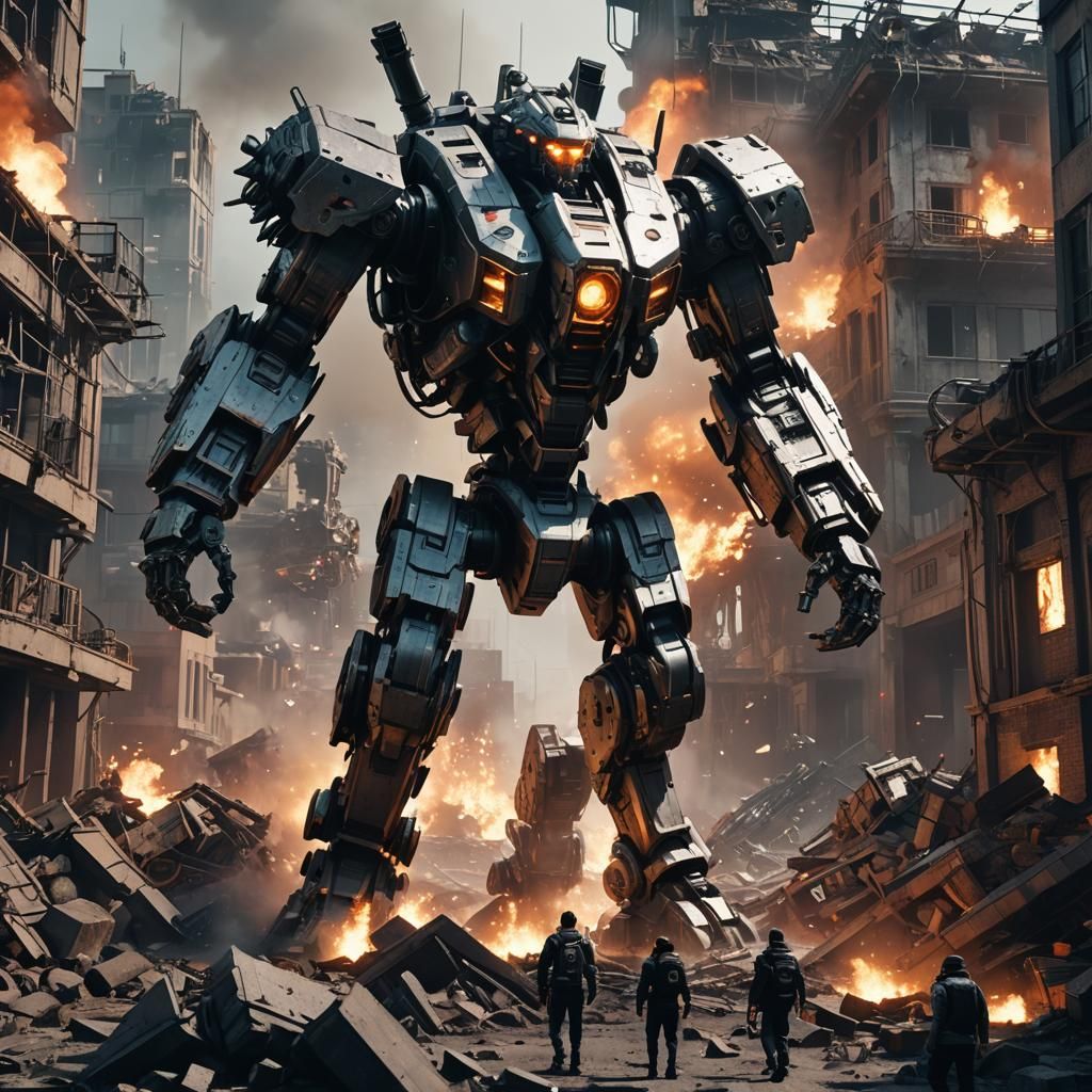 Cyberpunk Mecha Rises in Apocalypse: Cinematic 8K