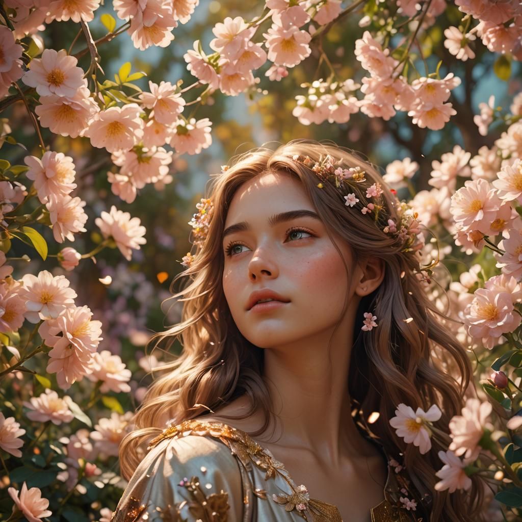 Girl in Love: Hyper-Realistic 3D Portrait in Garden