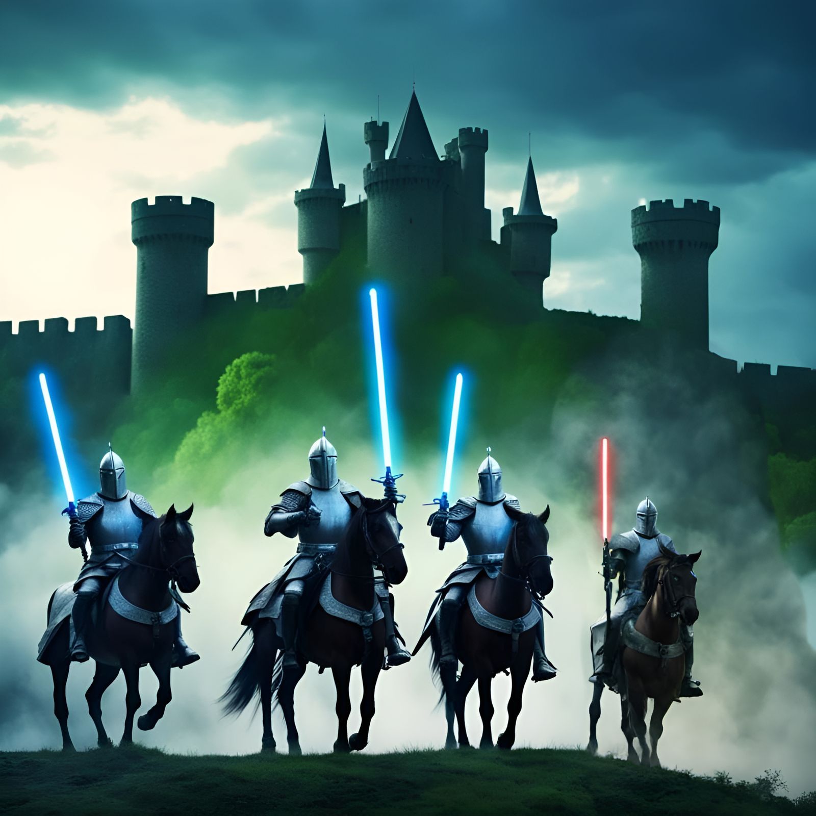 Medieval Knights with Lightsabers Fantasy Art