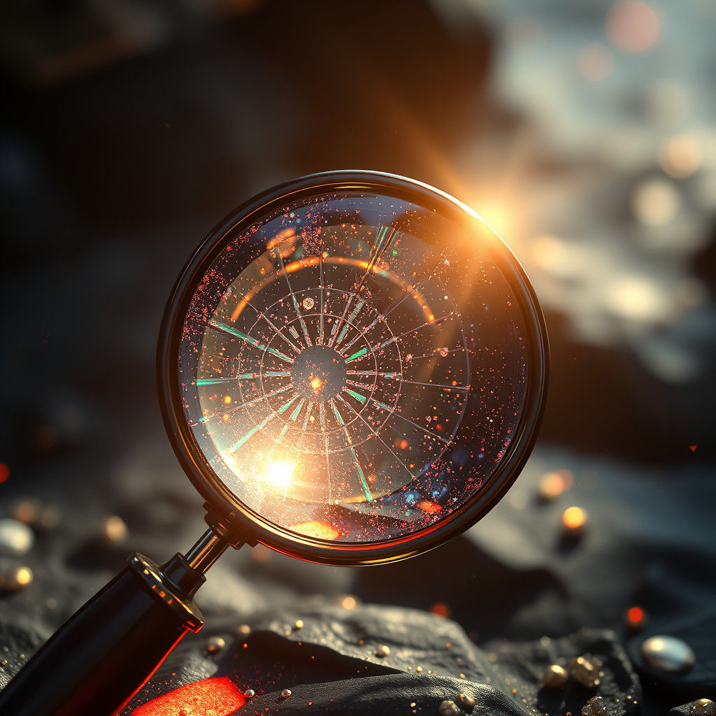 Glittering Magnifying Glass in Detailed Matte Painting