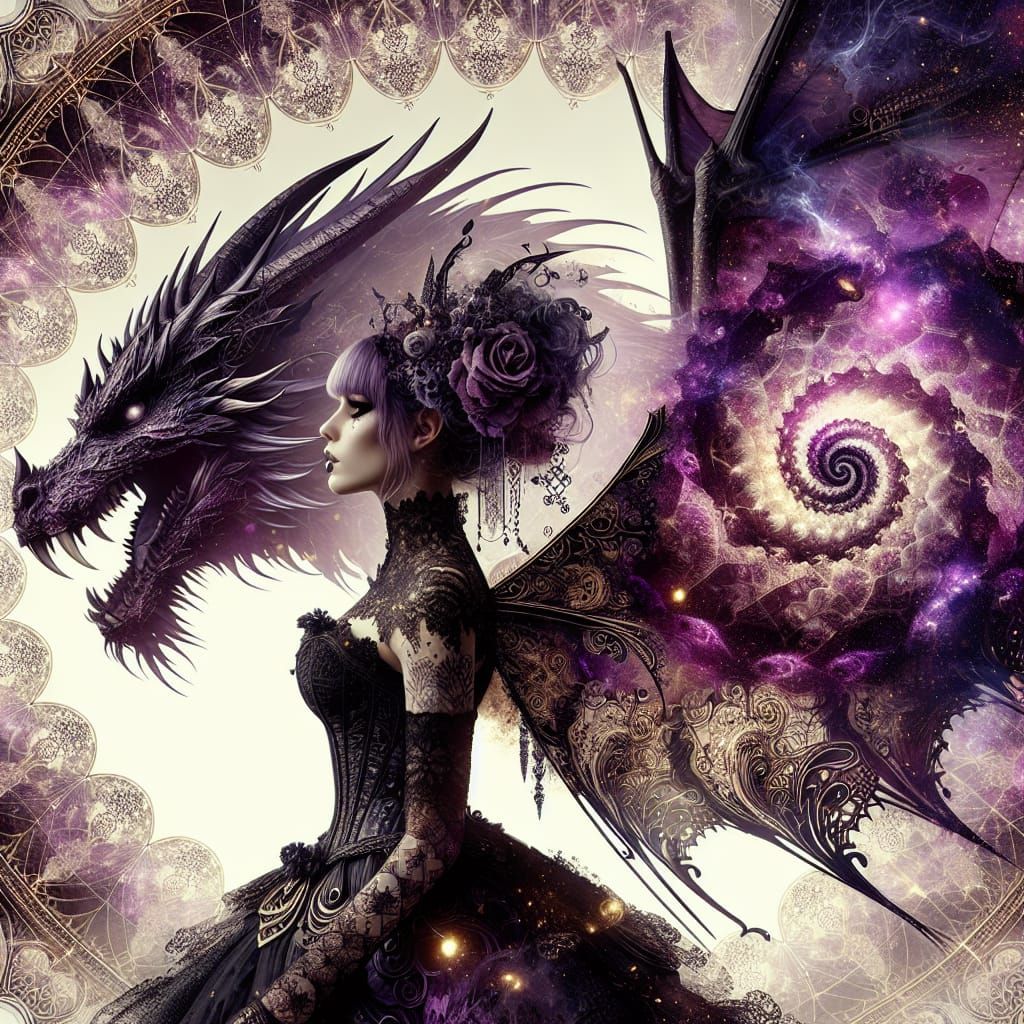 A goth punk fairy and her dragon