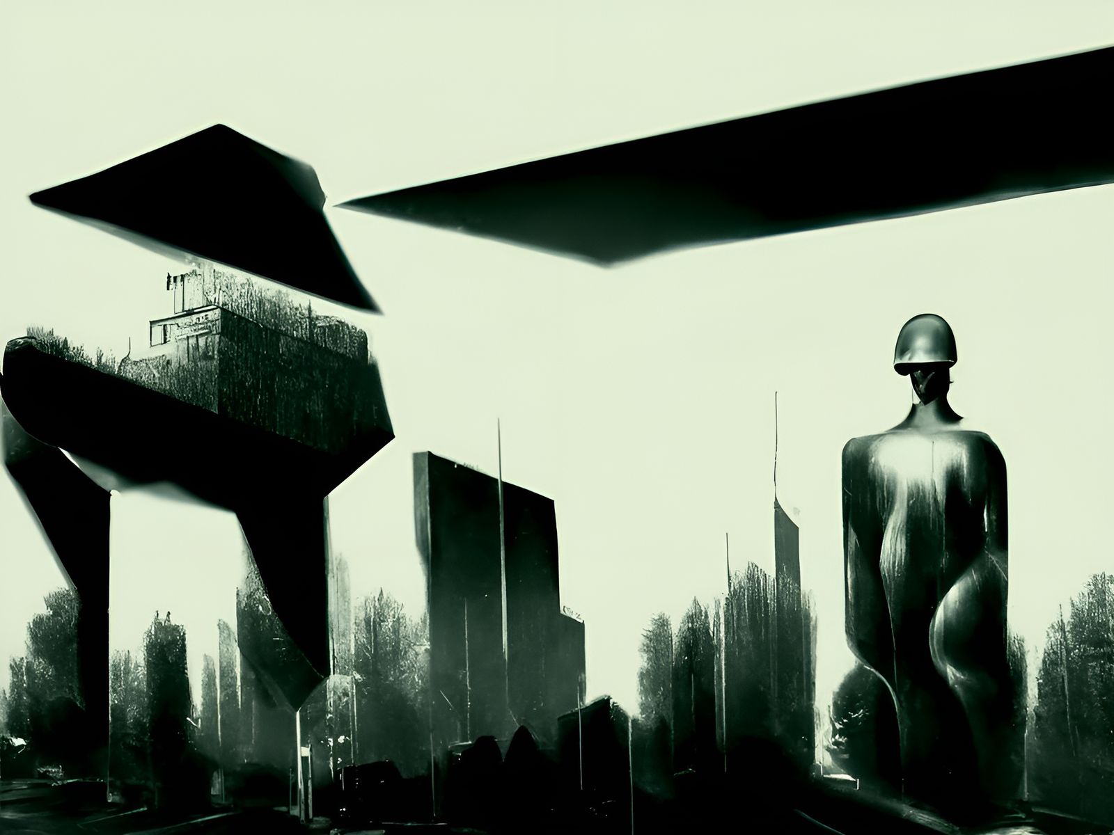 Authoritarian Police State by Beeple in Cubist Style