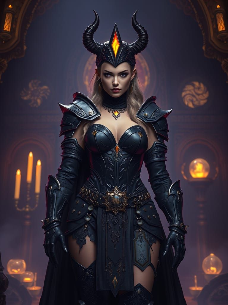 Dark Fantasy Domina Mistress in Mystical Chamber