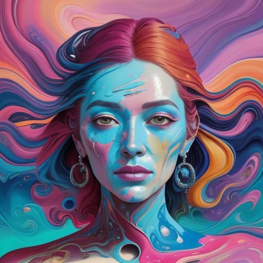 Surreal Woman in Dreamlike Oil Painting