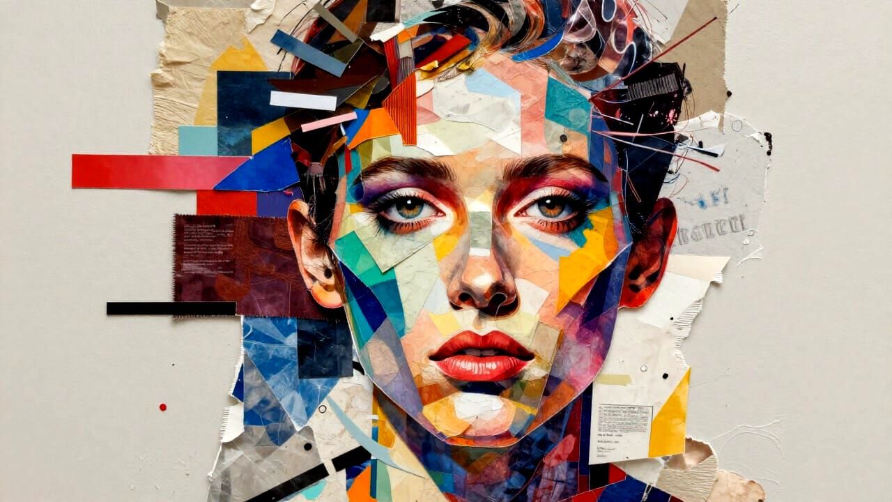 Mixed Media Human Portrait Collage Art