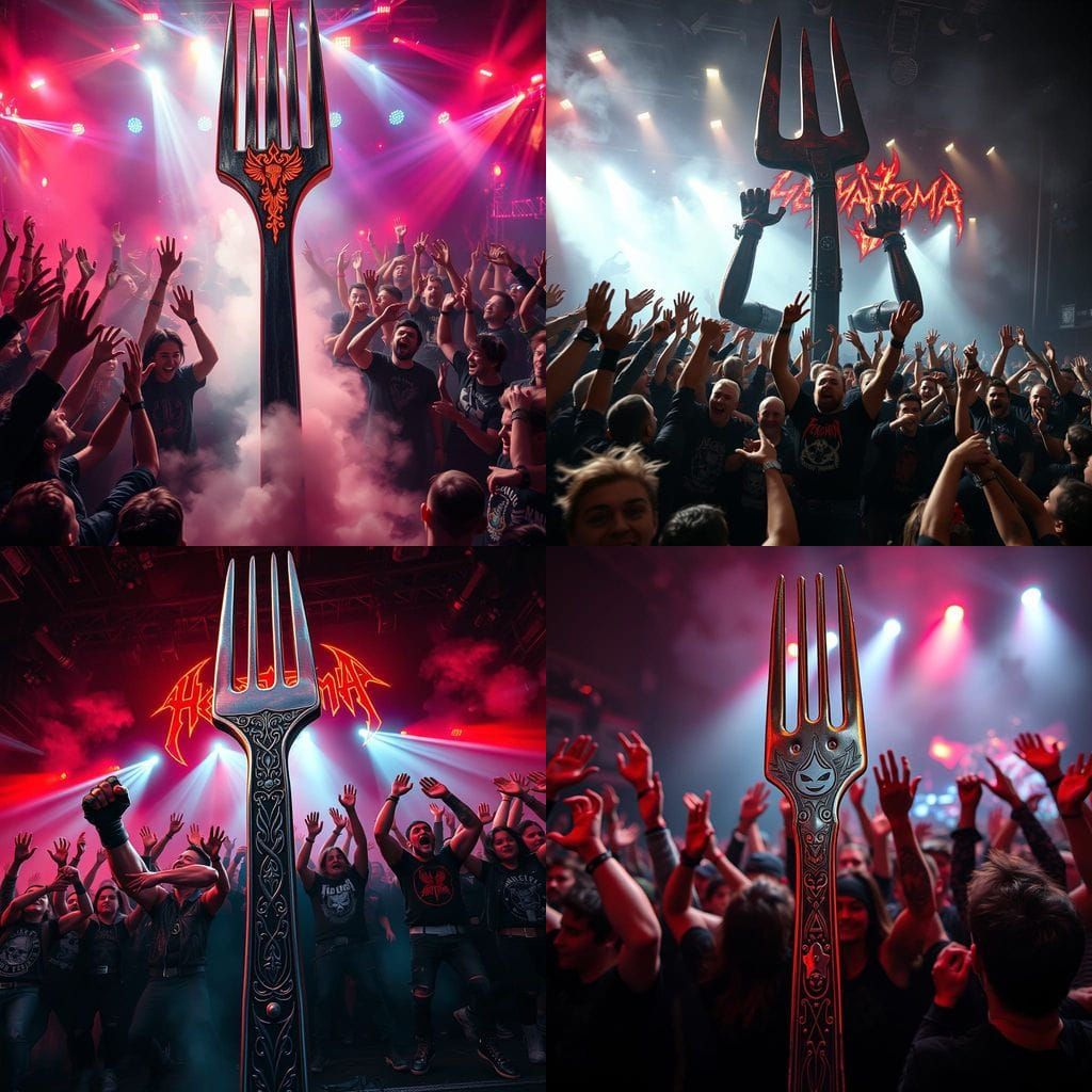 Metallic Fury: A Roaring Concert Scene with a Surreal Metal...