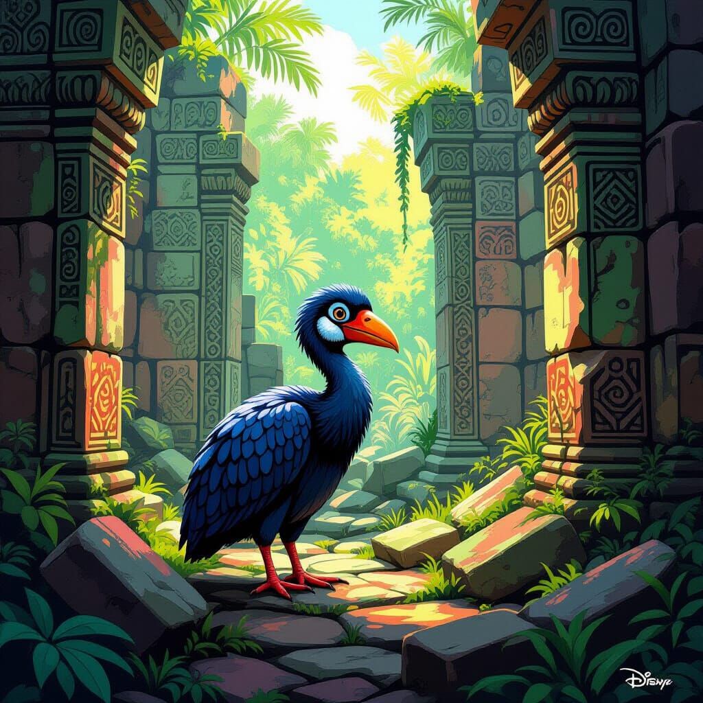 Dodo Bird in Temple Ruins, Disney Concept Art