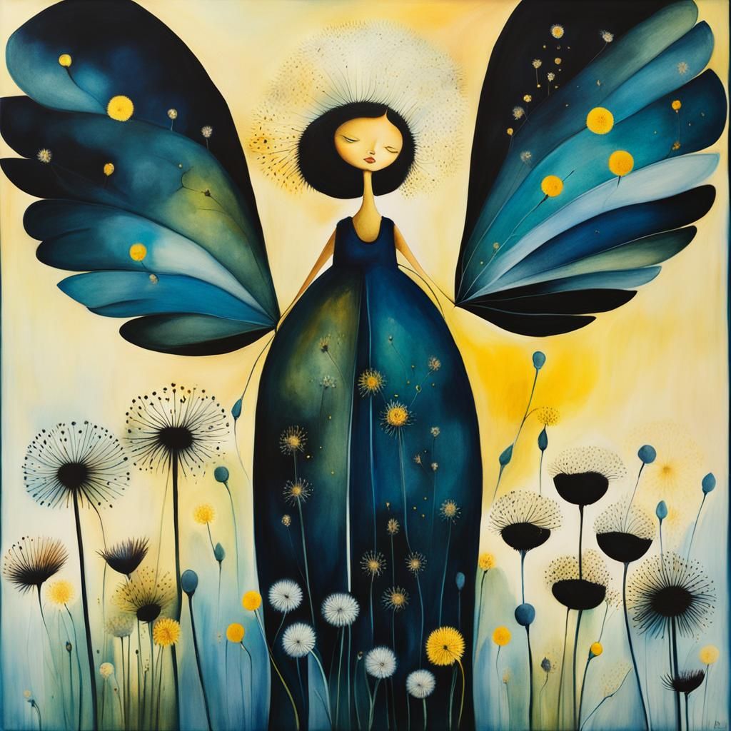 Winged Fairies in Surreal Dandelion Dreamscape