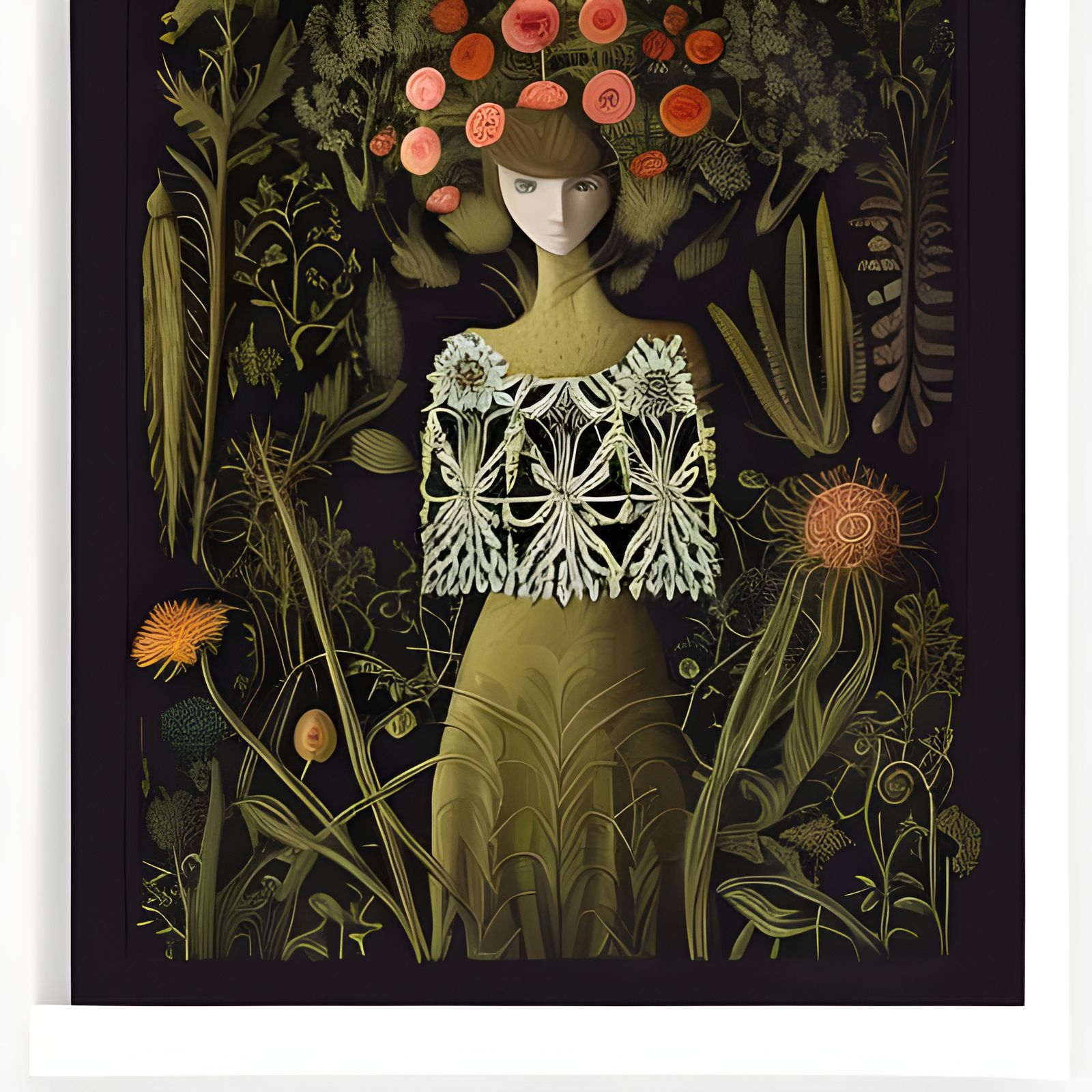 Girl Holding Flowers: Hyperdetailed Botanical Art