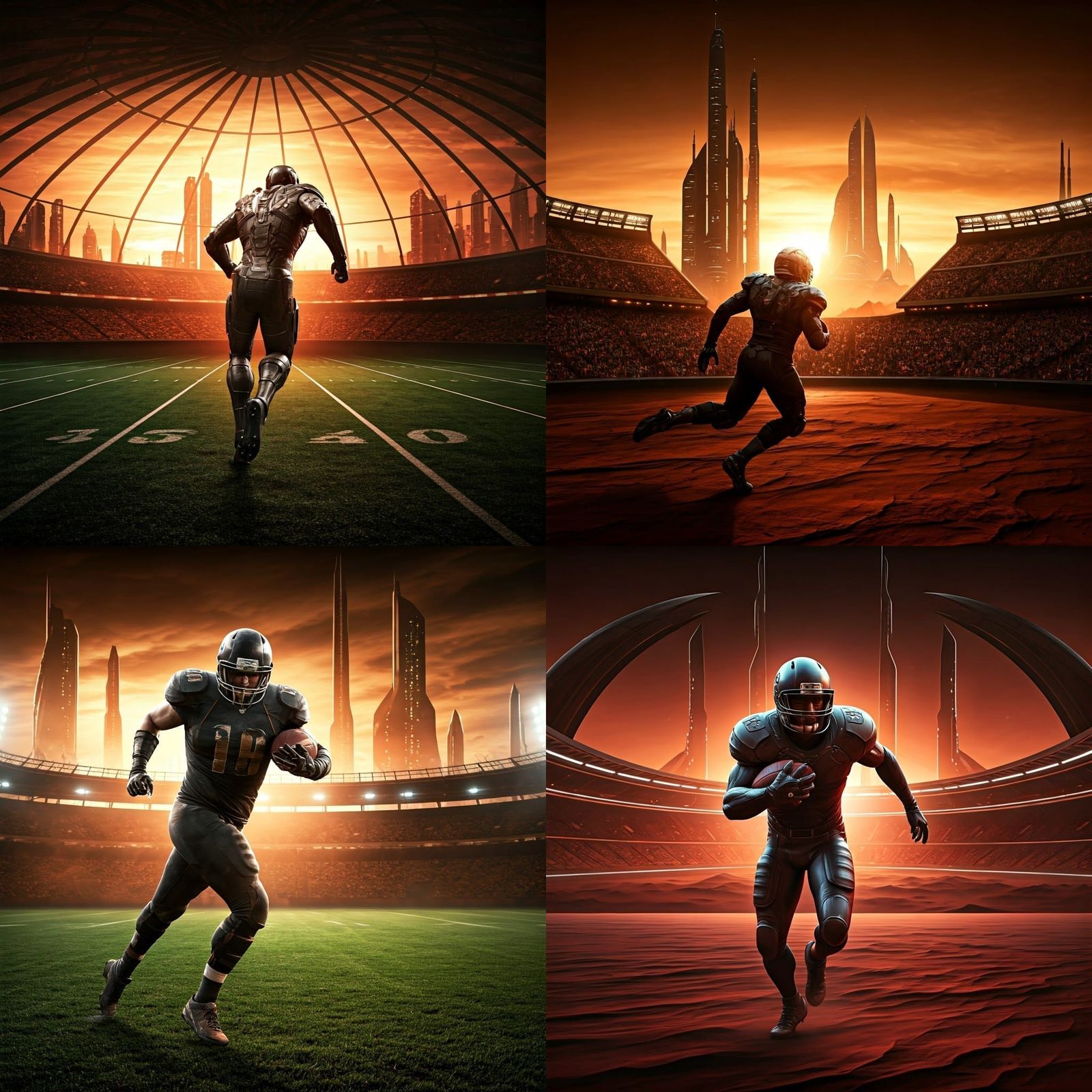 Football Stadium in Martian Cityscape