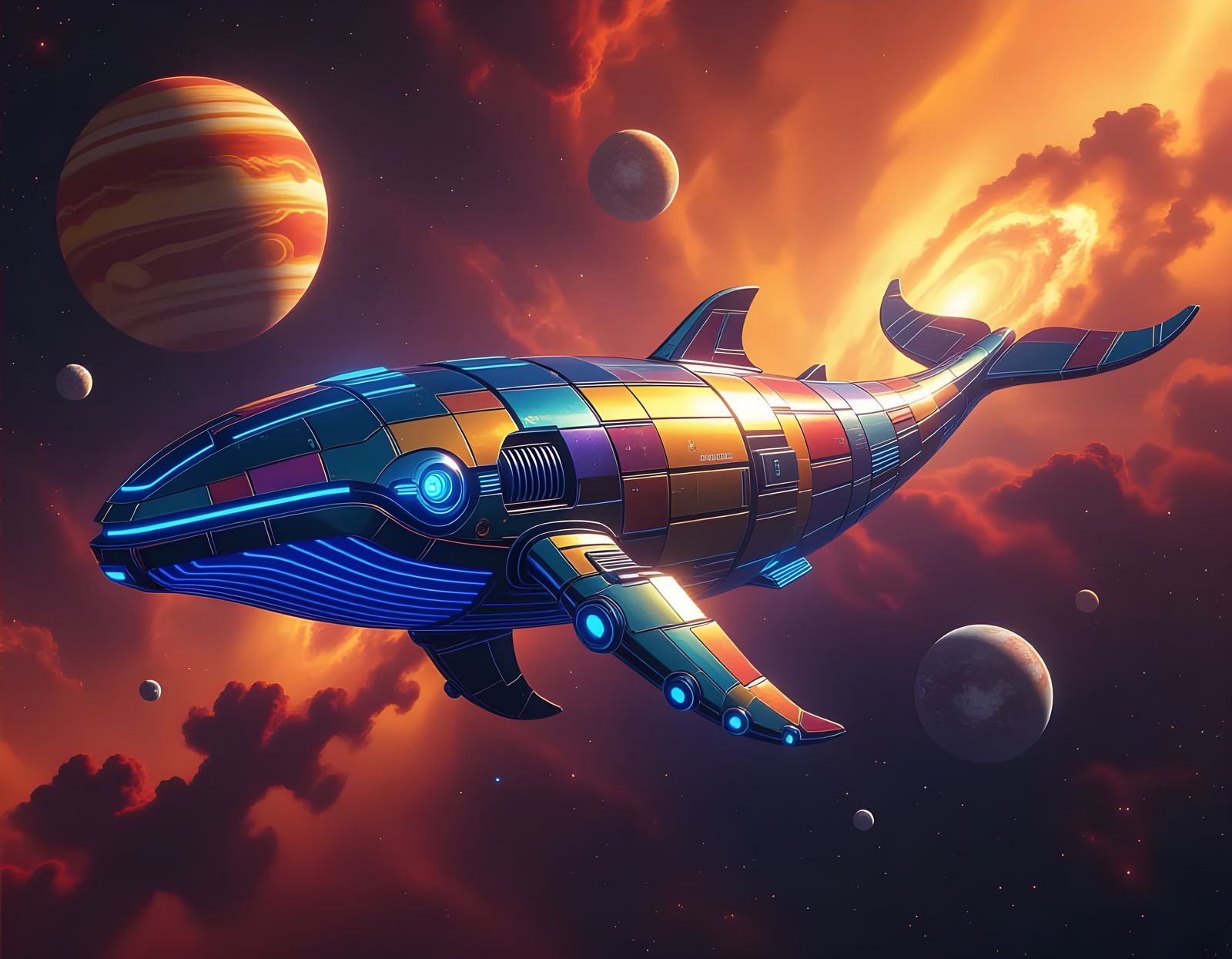 Futuristic Robotic Whale in Deep Space