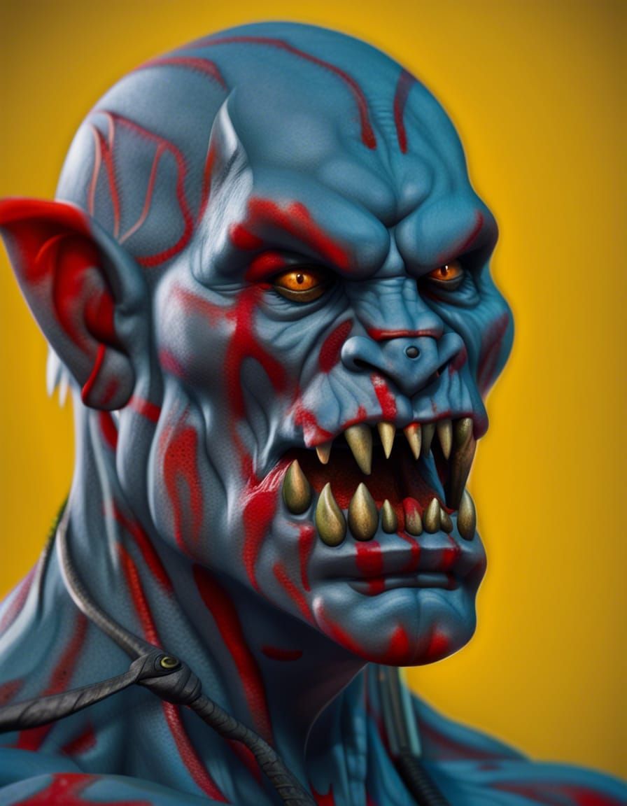 Hyperrealistic Orc Face in Photorealistic Detail