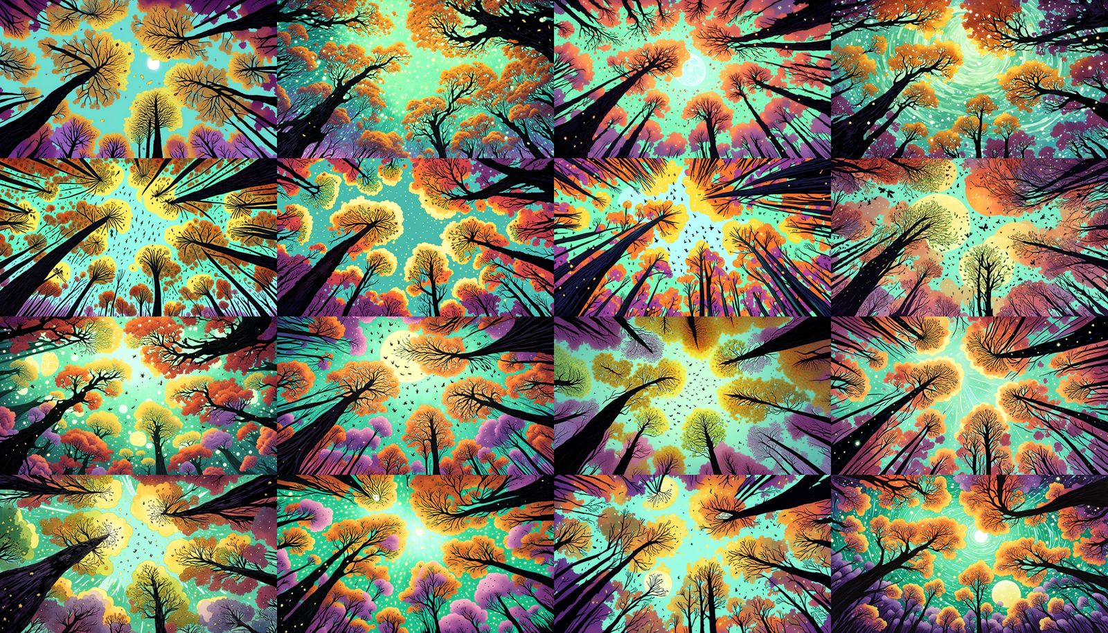 Ethereal Fireflies Illuminate Forest Canopy at Night