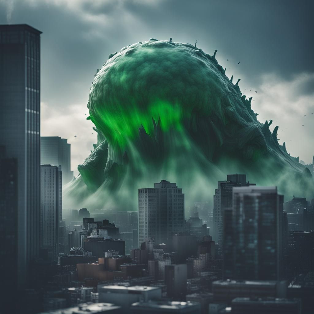 Giant Ooze Attacks City: Hyper-Detailed Photography