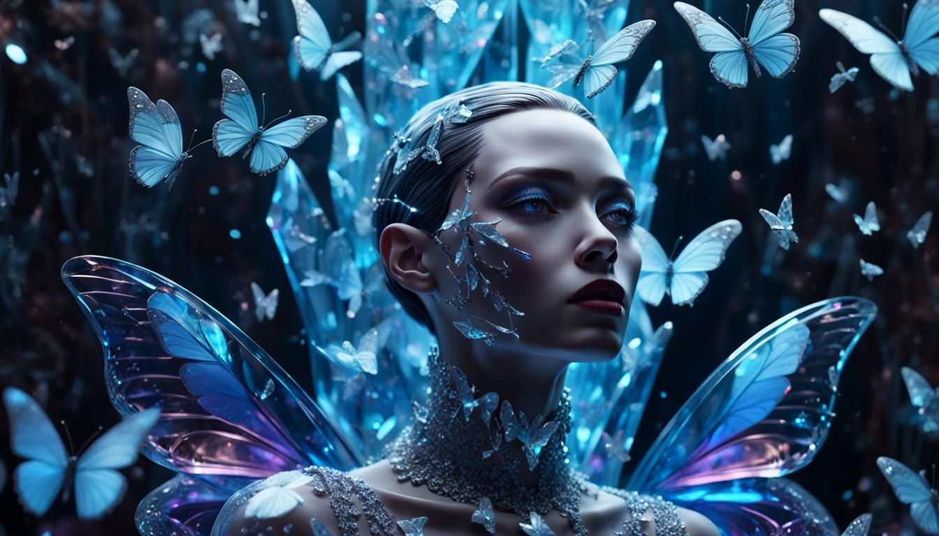 Crystal Mannequin in Surreal Crystal Environment