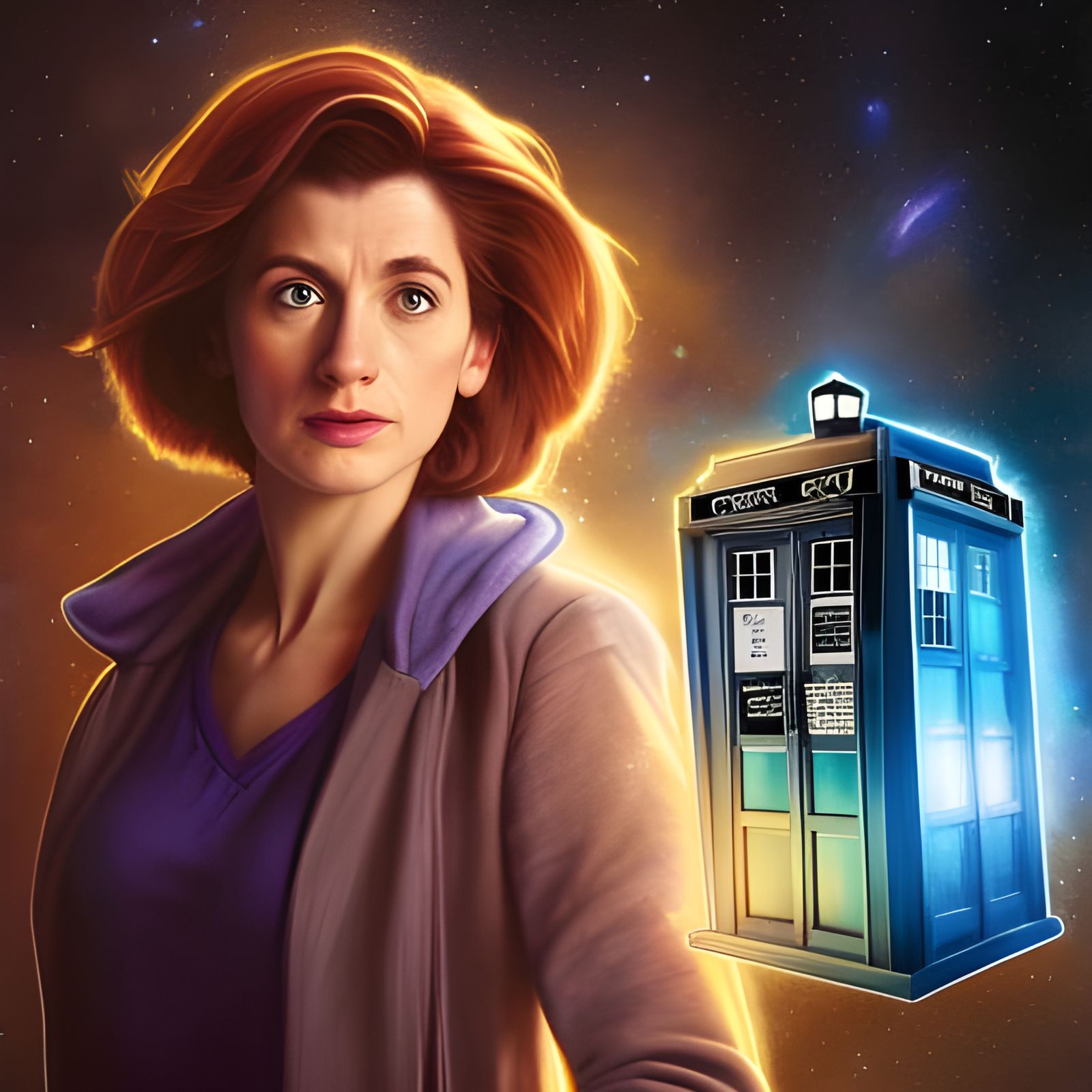 Doctor Who and TARDIS in Space, Detailed Portrait