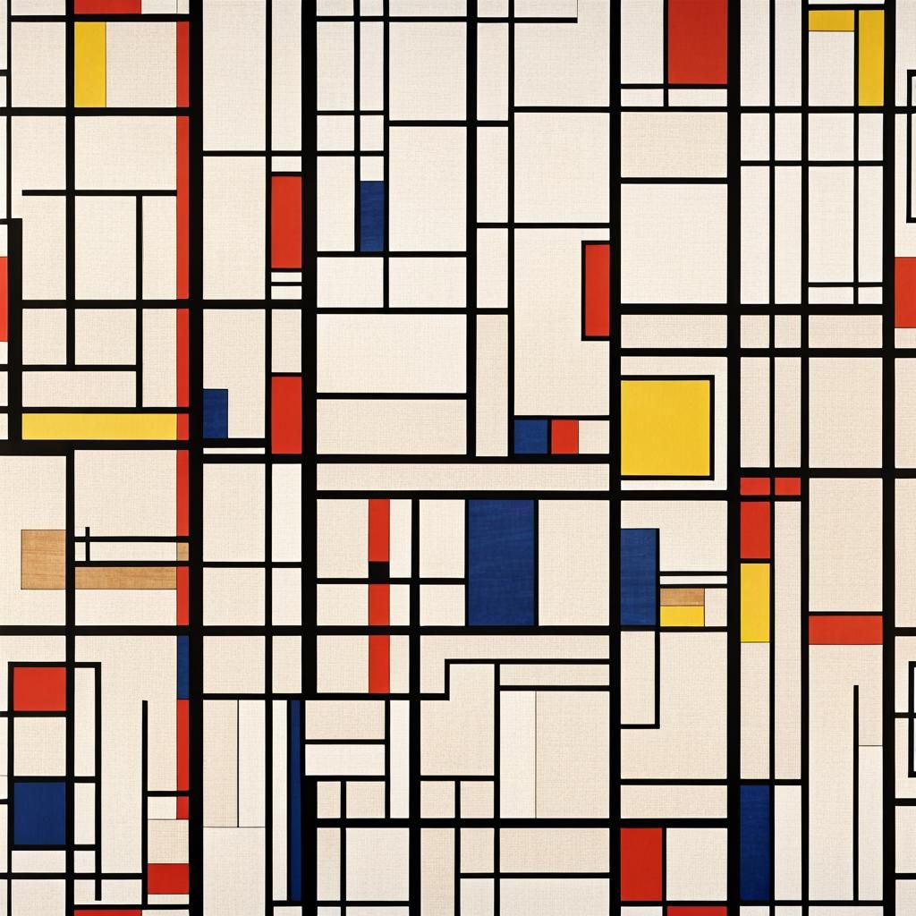Geometric Abstract Grid Art in Primary Colors