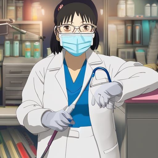 Kind Dentist Illustration in Studio Ghibli Style