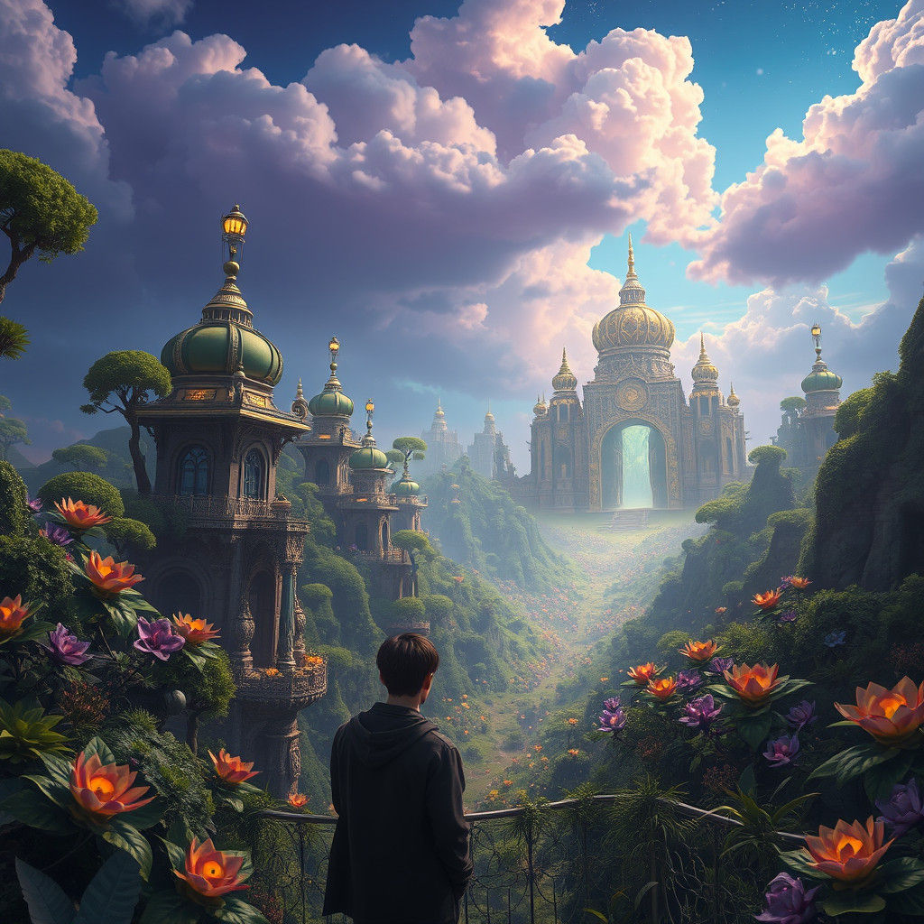 Mystical Self-Portrait in a Fantasy Landscape