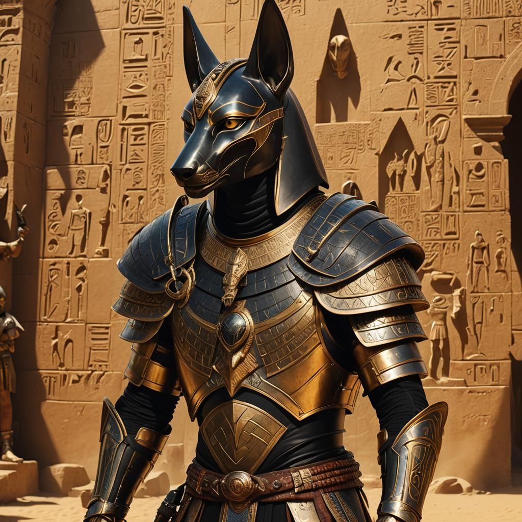 Jaffa Warrior in Egyptian Armor: Hyper-Realistic Matte Paint...