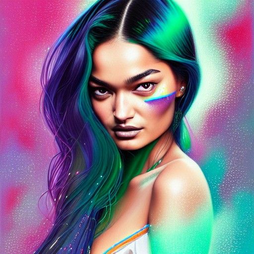 Detailed Portrait of Shanina Shaik with Glitter