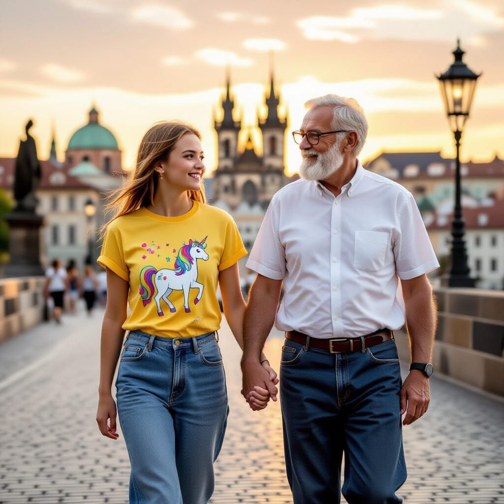 Prague Sunset Walk with Father and Daughter
