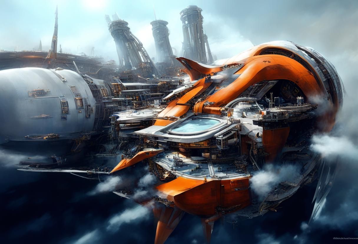 Gigantic Steampunk Fusion Energy Generator in Daylight