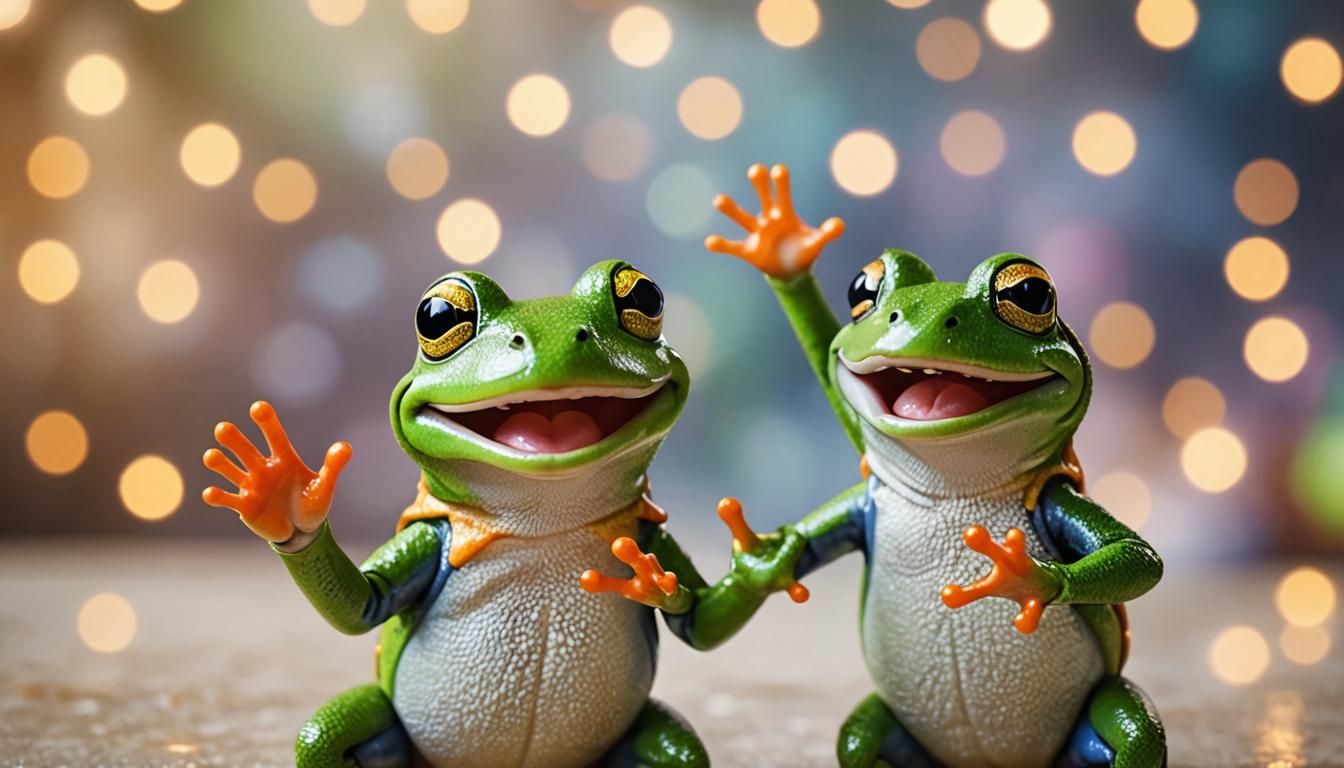 Smiling Frog High Five at Celebration Party